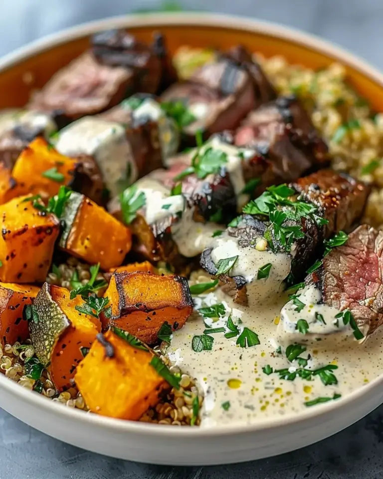 Savory Butternut Squash & Garlic Herb Steak Bowls