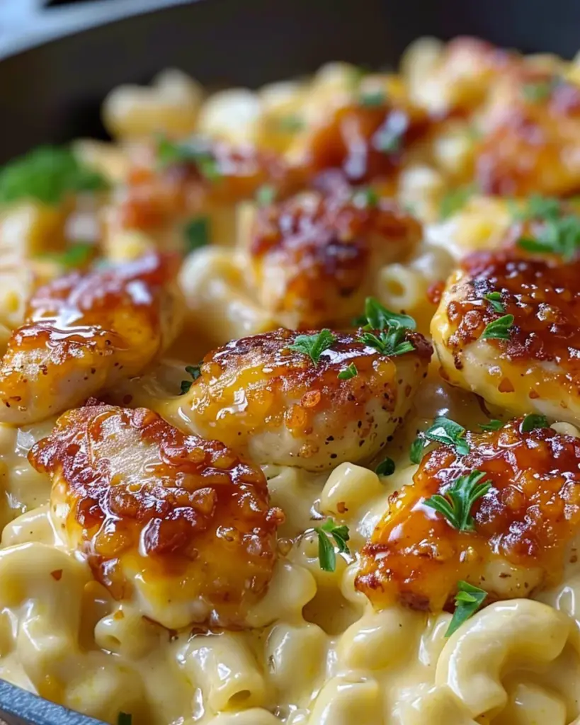 Honey Garlic Butter Chicken Mac and Cheese