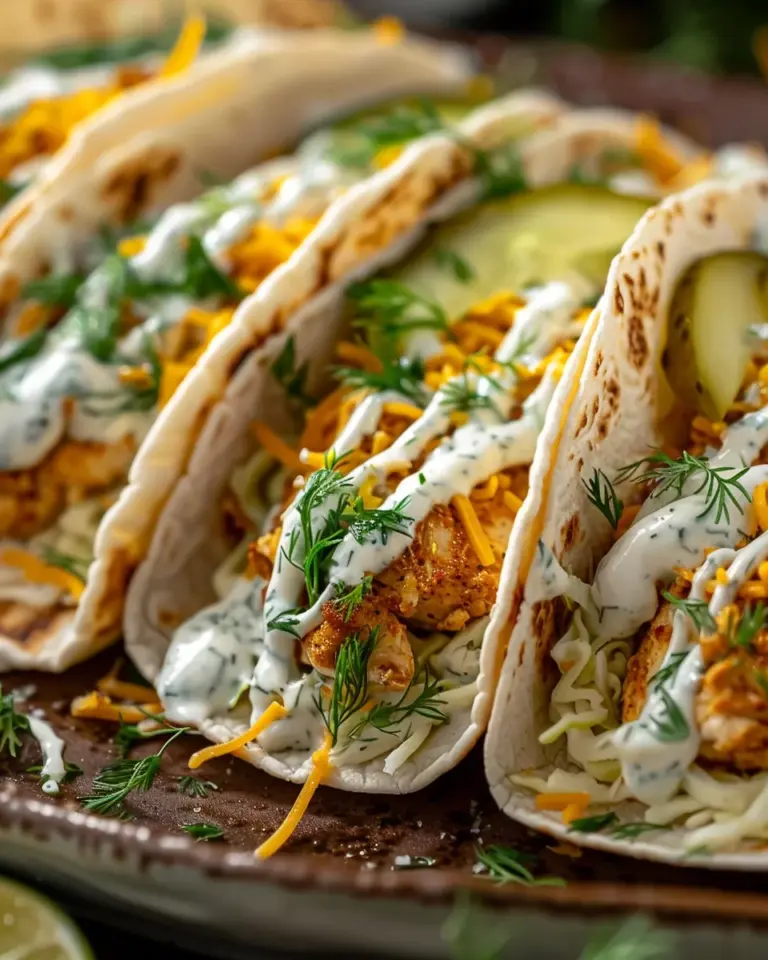 Dill Pickle Ranch Smash Chicken Tacos with Crispy Cheese Lace