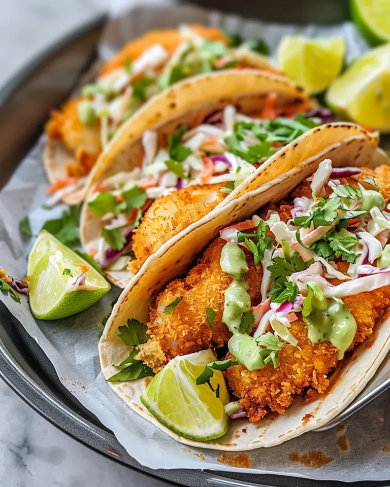 Crispy Fish Tacos with Cilantro Lime Slaw