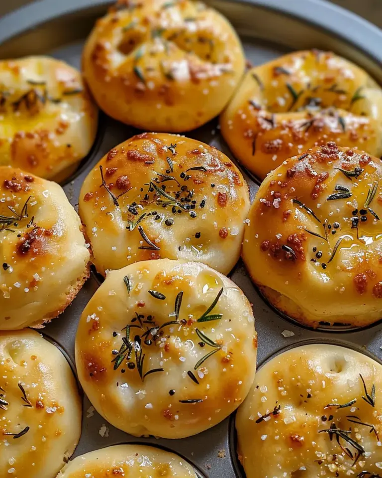Golden Crust Garlic Rosemary Focaccia Muffins