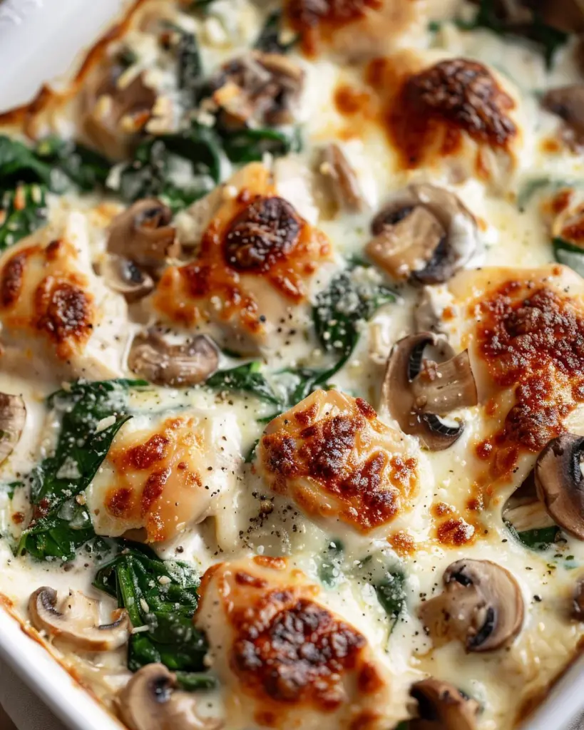 Chicken Spinach & Mushroom Low Carb Oven Dish