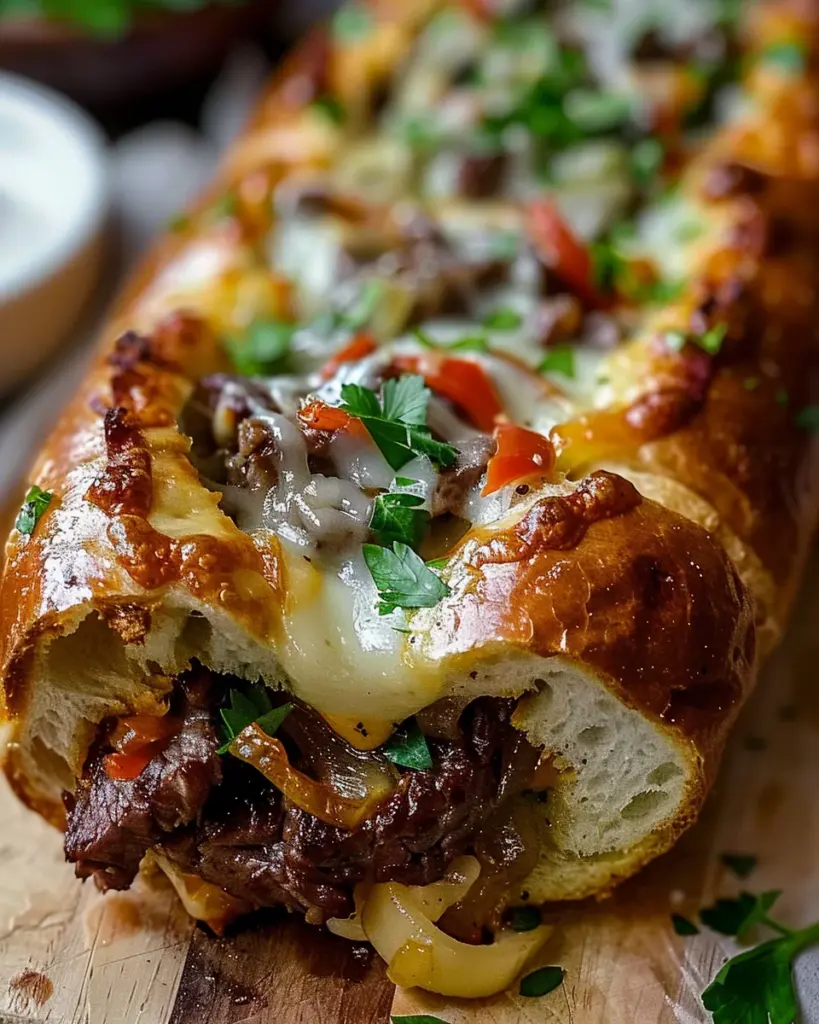 Cheesesteak-Stuffed Garlic Bread Loaf: Comfort Food Bliss