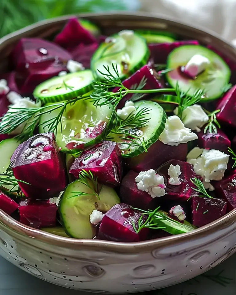Beet Salad with Feta, Cucumbers, and Dill
