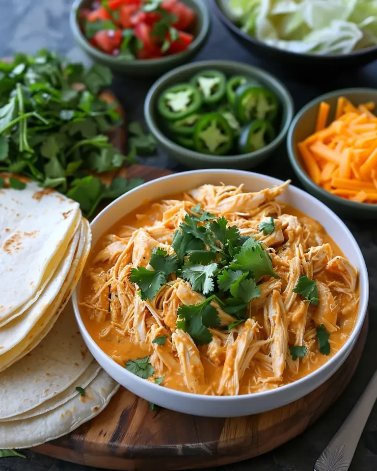 Slow Cooker Queso Chicken Tacos