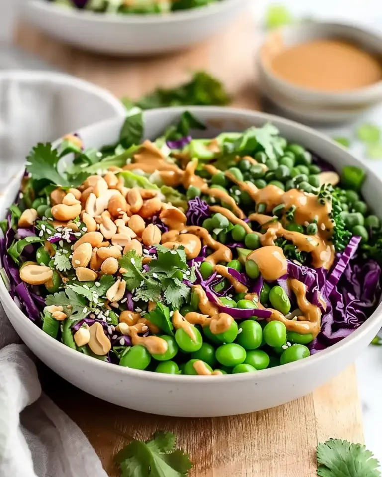 Crunchy Asian Edamame Salad with Peanut Dressing Recipe