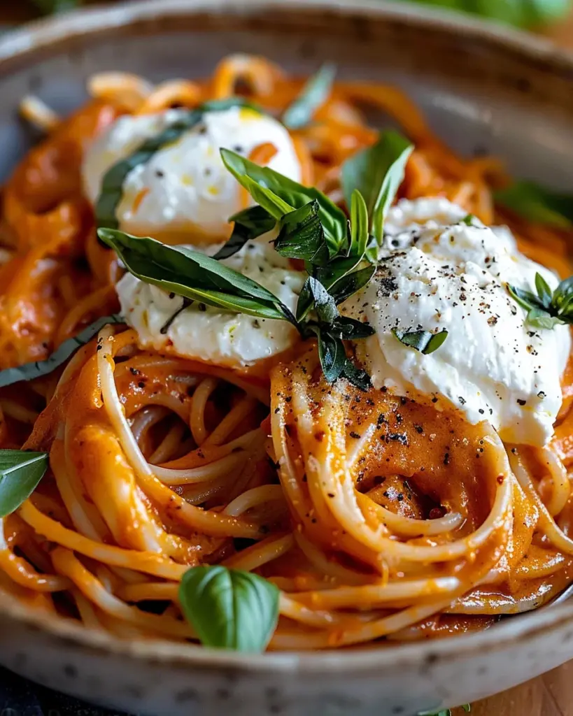 Creamy Red Pepper Pasta with Burrata & Herbs: An Incredible Ultimate Recipe