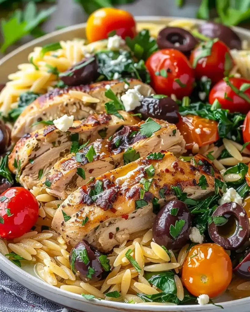 High Protein Mediterranean Chicken Orzo