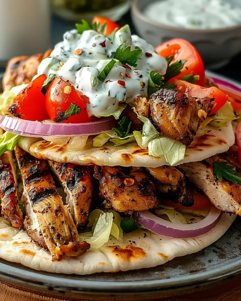 Greek Chicken Gyros with Lemon-Herb Marinade and Tzatziki