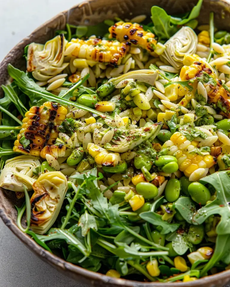 Grilled Corn Orzo Salad with Scallion Dill Dressing