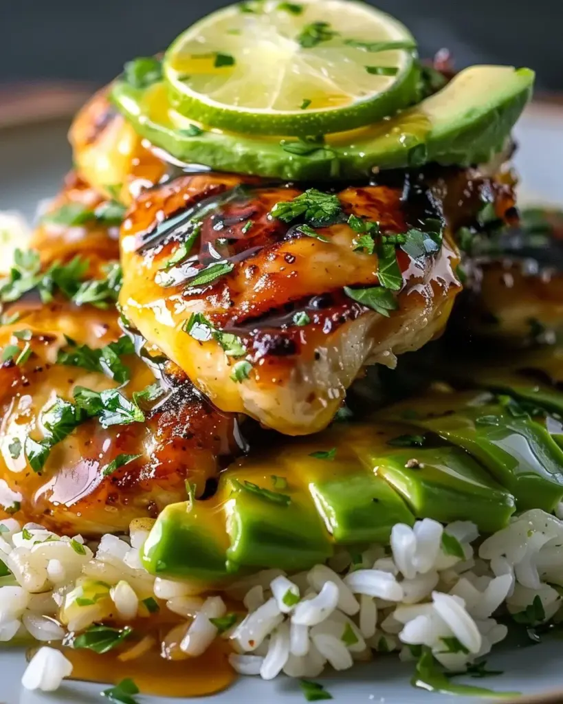 Tangy Honey Lime Chicken & Avocado Rice Stack That Delights