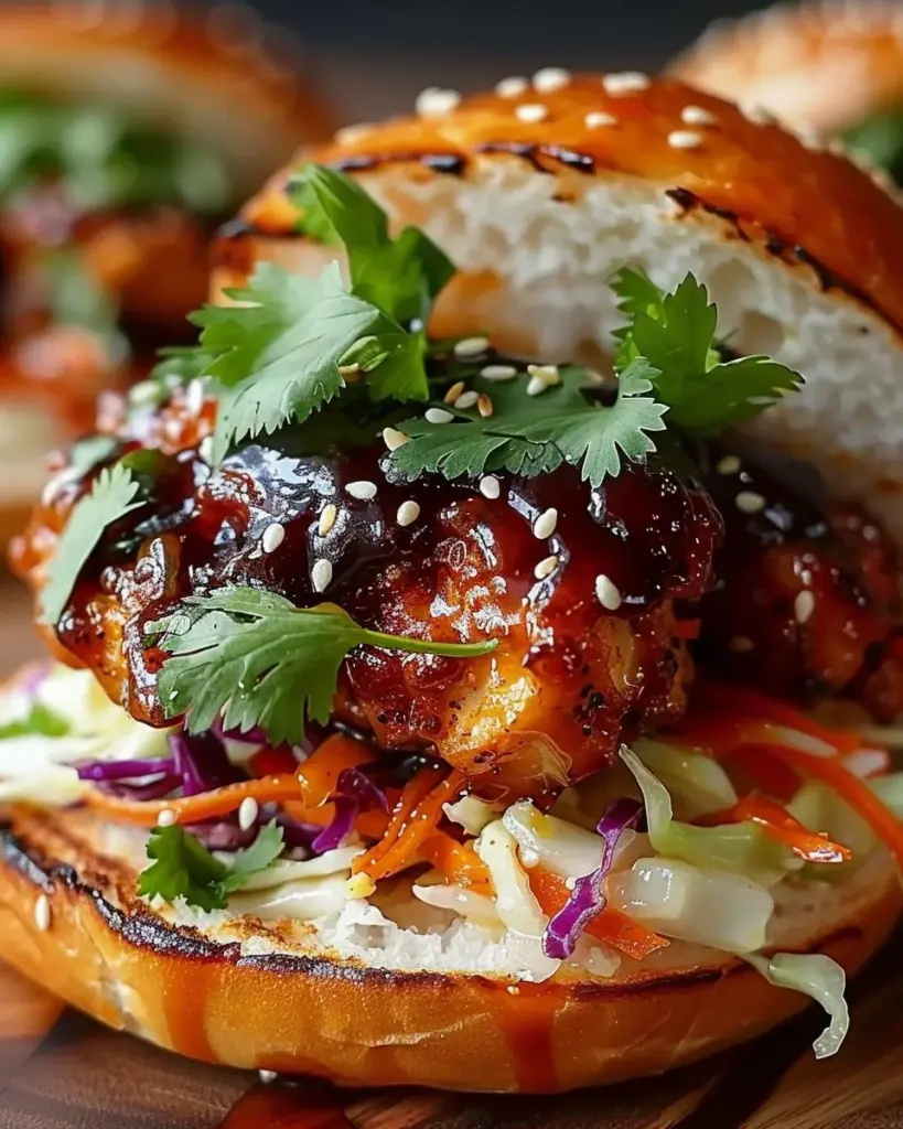 Spicy Korean BBQ Chicken Sandwich with Crispy Slaw