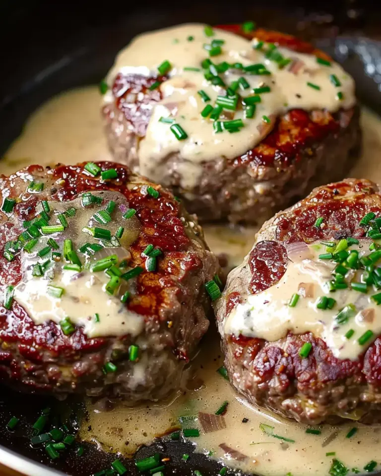 Hamburger Steaks with Creamy Whiskey Sauce
