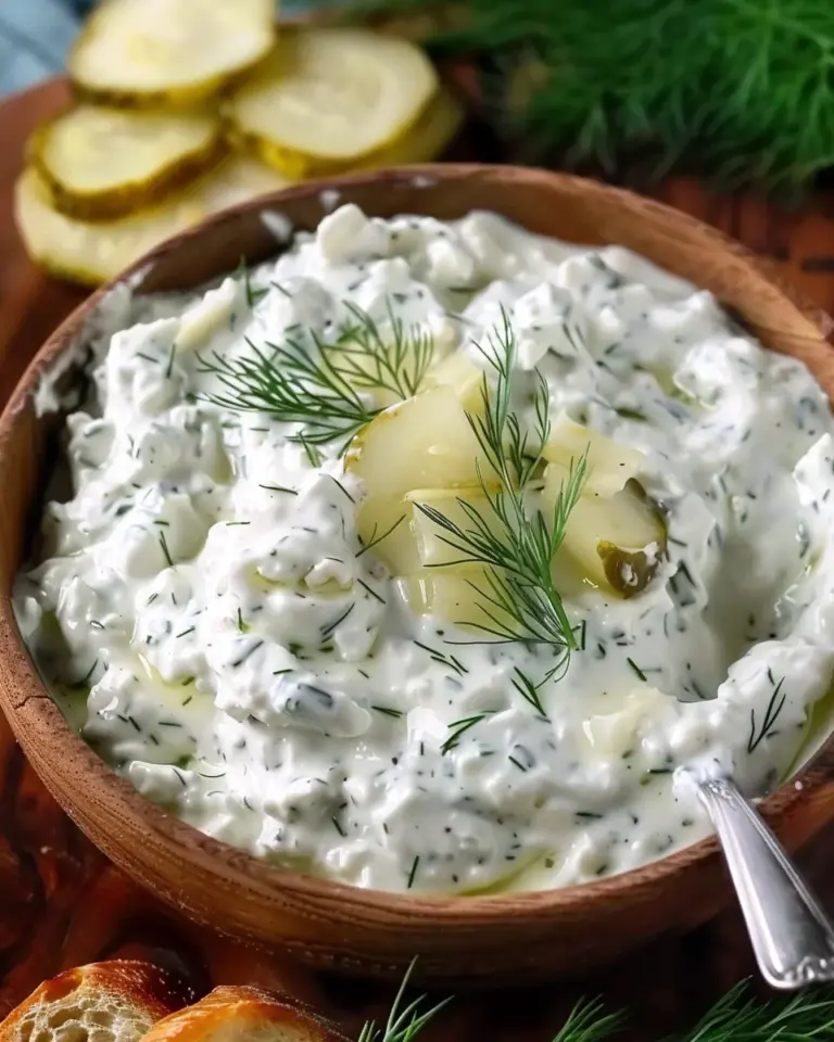 Creamy Dill Pickle Cottage Cheese Dip