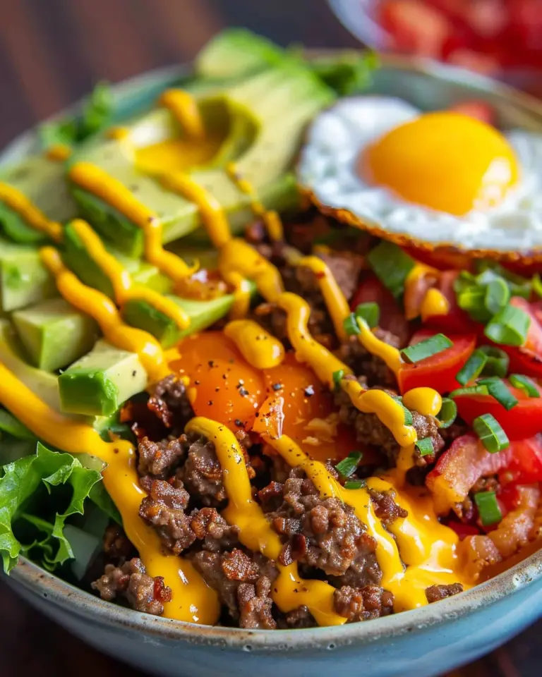 High-Protein Cheeseburger Bowls Recipe – Low-Carb Meal Prep with Ground Beef & Burger Sauce