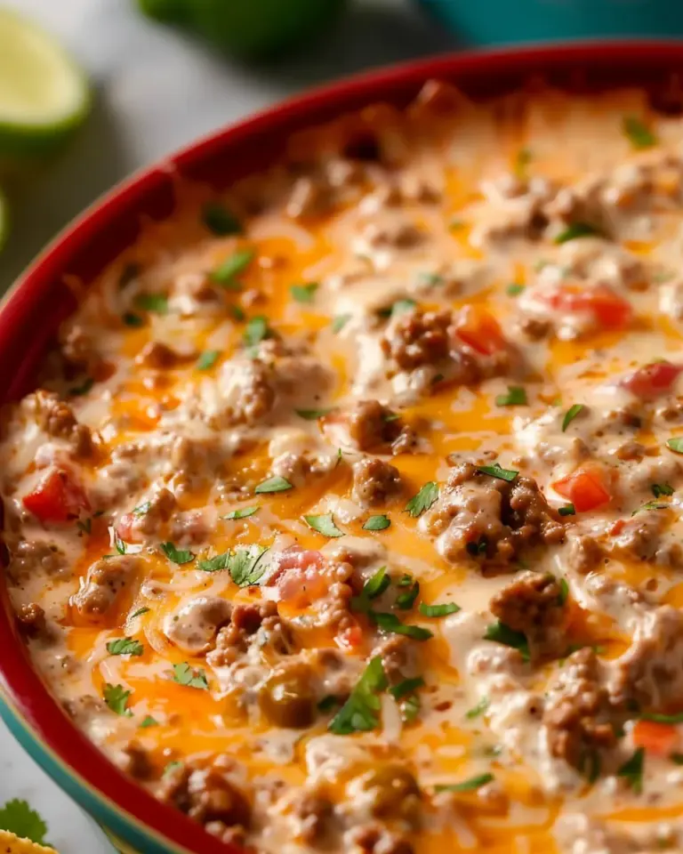 Easy Rotel Dip with Ground Beef and Sour Cream