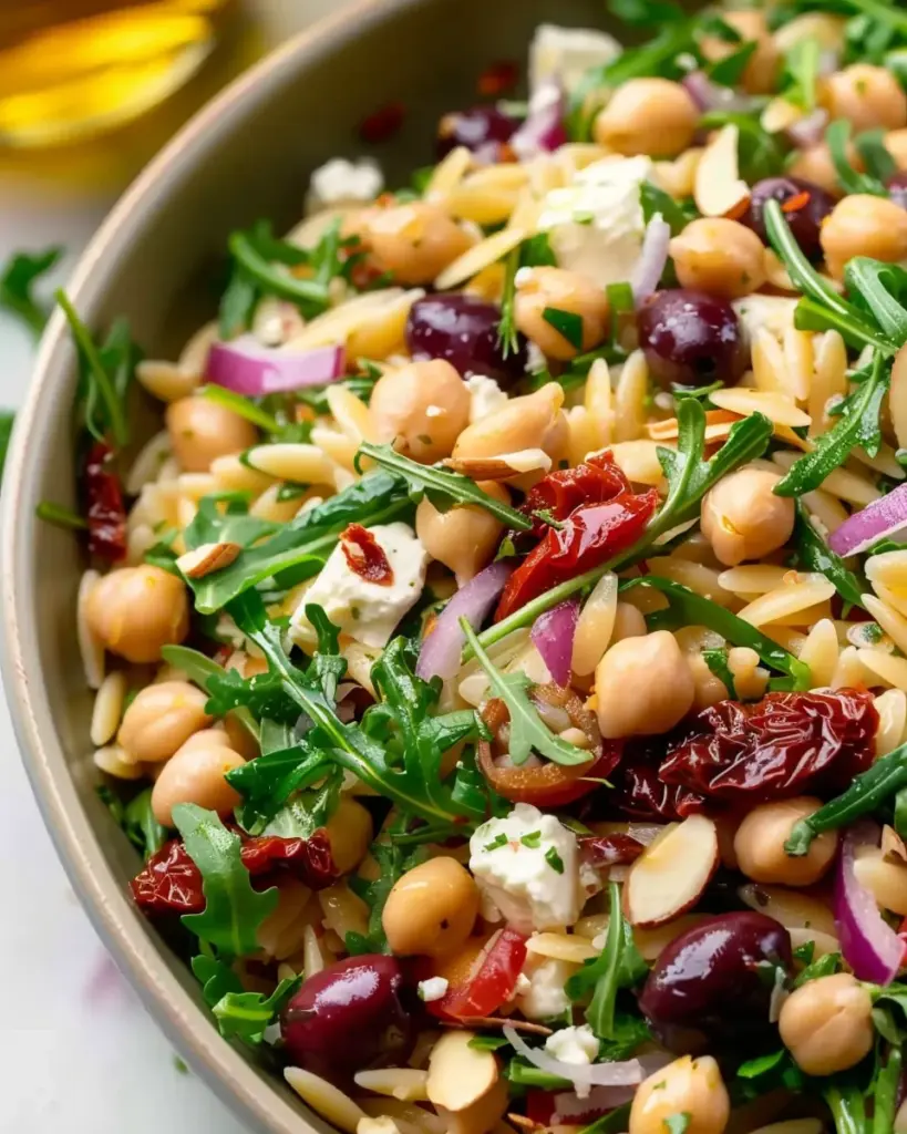 Simple Mediterranean Chickpea and Orzo Salad