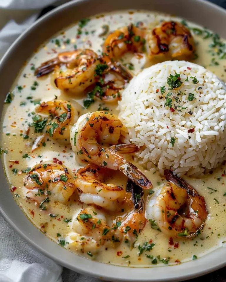 Creamy Garlic Butter Shrimp over Rice Recipe