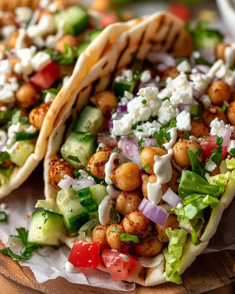 Mediterranean Chickpea Pita Tacos