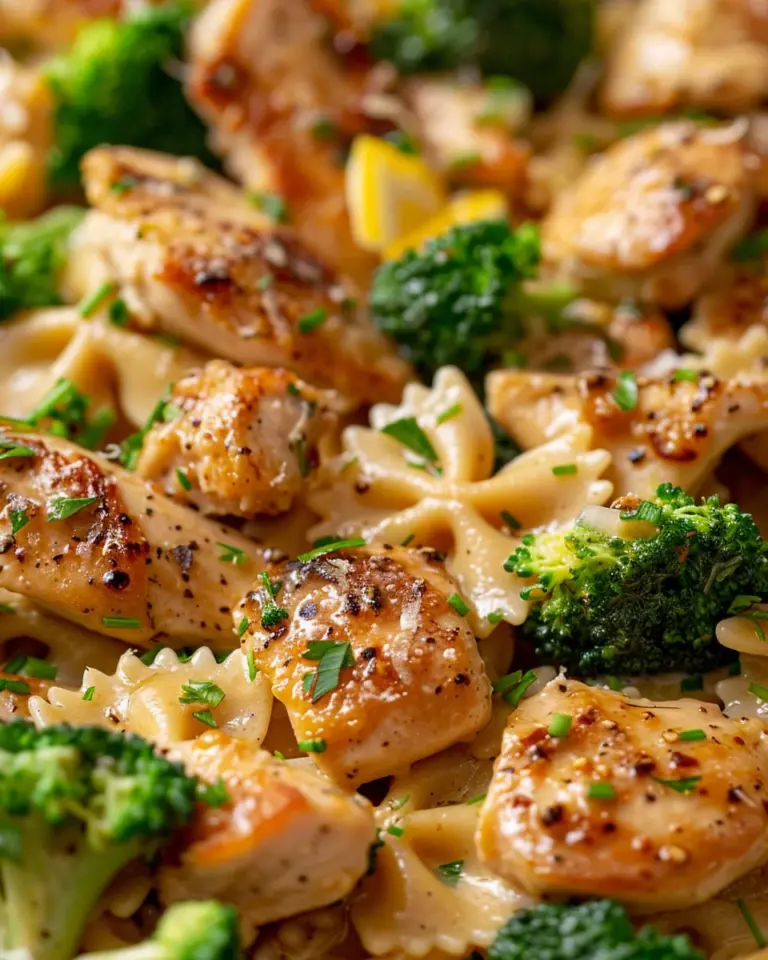 Cowboy Butter Lemon Bowtie Chicken with Broccoli