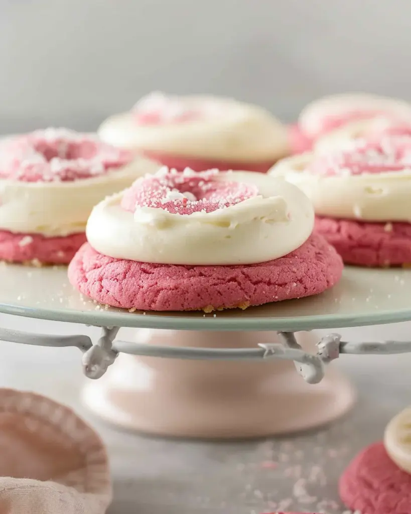 Copycat Crumbl Pink Velvet Cookies with a Cake Mix