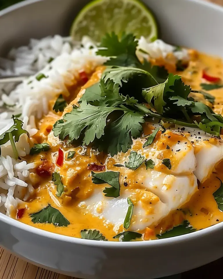Coconut Lime Fish Curry with Jasmine Rice