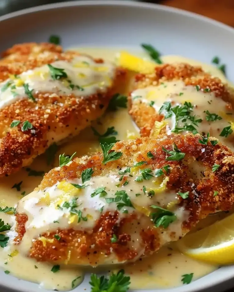 Lemon Pecorino Crusted Chicken with Creamy Lemon Sauce